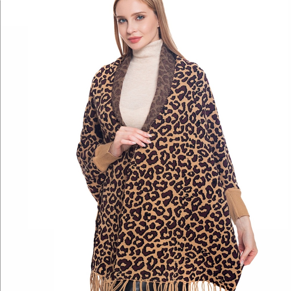 Leopard Shawl Wrap with Sleeves.  ‼️ SOLD ‼️